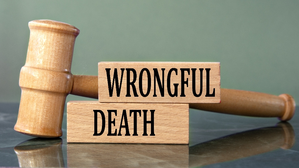 wrongful death wooden sign with gavel