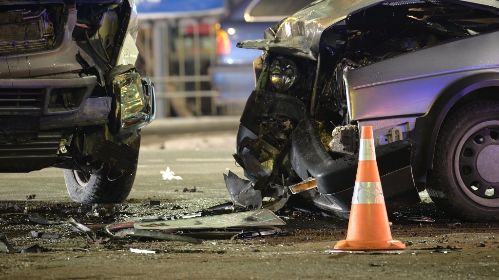 two cars in an accident